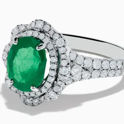 Effy Jewelry 18K White Gold Emerald and Diamond Ring | Rings