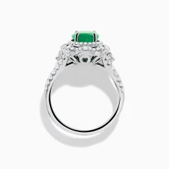 Effy Jewelry 18K White Gold Emerald and Diamond Ring | Rings