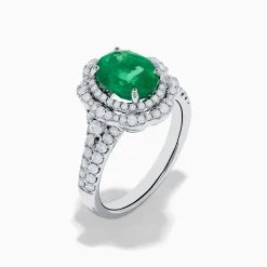 Effy Jewelry 18K White Gold Emerald and Diamond Ring | Rings