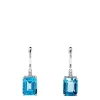Effy Jewelry 14K White Gold Emerald Cut Blue Topaz and Diamond Drop Earrings, 9.25 TCW | Earrings