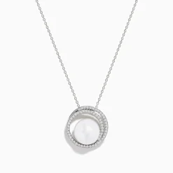 Effy Jewelry 14K White Gold Fresh Water Pearl and Diamond Pendant | Necklaces & Pendants