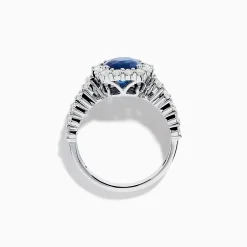 Effy Jewelry 18K White Gold GIA Certified Cushion Cut Blue Sapphire and Diamond Ring | Rings
