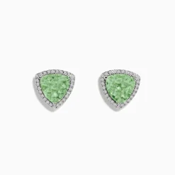 Effy Jewelry 14K White Gold Green Amethyst and Diamond Earrings | Earrings