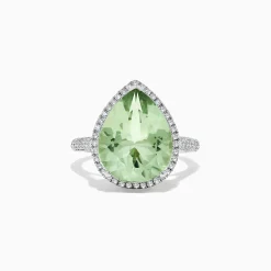 BH Multi 14K White Gold Green Amethyst and Diamond Ring, 7.37 TCW | Rings