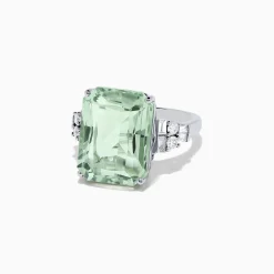 BH Multi 14K White Gold Green Amethyst and Diamond Cocktail Ring, 11.94 TCW | Rings