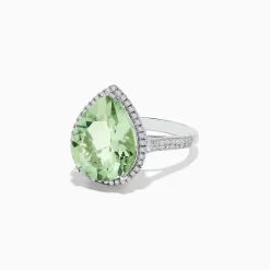 BH Multi 14K White Gold Green Amethyst and Diamond Ring, 7.37 TCW | Rings
