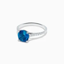 Effy Jewelry 14K White Gold London Blue Topaz and Diamond Ring | Rings