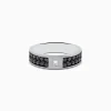 Effy Jewelry 14K White Gold Men's Black and White Diamond Ring, 1.15 TCW | Mens