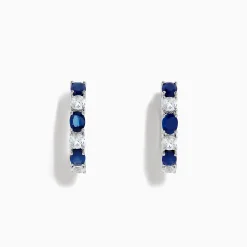 BH Multi 14K White Gold Multi Sapphire Hoop Earrings | Earrings