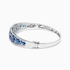 Effy Jewelry 14K White Gold Natural Blue Sapphire u0026 Diamond Bangle, 7.82 TCW | Bracelets