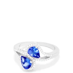 Effy Jewelry 14K White Gold Pear Cut Tanzanite and Diamond Ring, 0.74 TCW | Rings