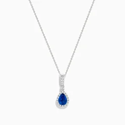 Effy Jewelry 14K White Gold Pear Shape Blue Sapphire and Diamond Pendant | Necklaces & Pendants