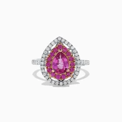 BH Multi 14K White Gold Pink Sapphire and Diamond Ring, 1.85 TCW | Rings