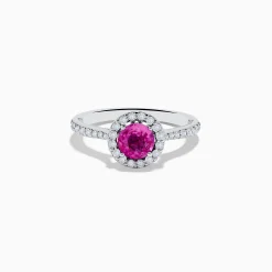 Effy Jewelry 14K White Gold Pink Sapphire and Diamond Ring | Rings
