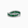 Effy Jewelry 14K White Gold Princess Cut Emerald and Diamond Ring, 1.76 TCW | Rings