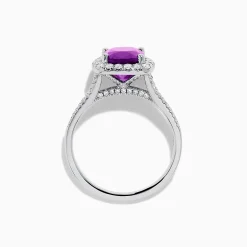 Effy Jewelry 18K White Gold Purple Sapphire and Diamond Halo Ring | Rings