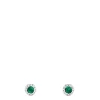 Effy Jewelry 14K White Gold Round Diamond Halo Emerald Stud Earrings, 0.39 TCW | Earrings