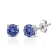 ADJ 14K White Gold Round Tanzanite Stud Earrings, 0.65 TCW | Earrings
