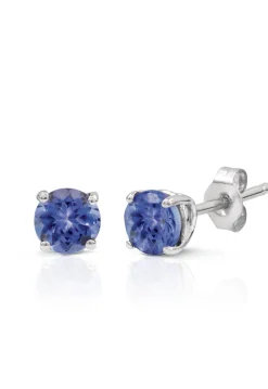 ADJ 14K White Gold Round Tanzanite Stud Earrings, 0.65 TCW | Earrings