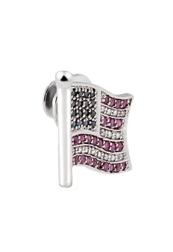 Effy Jewelry 14K White Gold Ruby, Sapphire and Diamond US Flag Pin, 1.12 TCW | Accessories