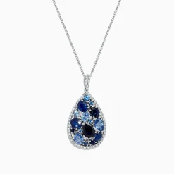 Effy Jewelry 14K White Gold Sapphire and Diamond Teardrop Pendant, 3.80 TCW | Necklaces & Pendants