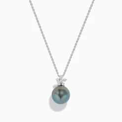 Effy Jewelry 14K White Gold Tahitian Pearl and Diamond Pendant | Necklaces & Pendants