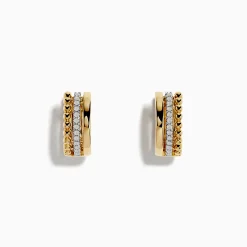 Effy Jewelry 14K Yellow Gold 1/2" Diamond Huggie Earrings 0.13 TCW | Earrings