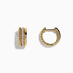 Effy Jewelry 14K Yellow Gold 1/2" Diamond Huggie Earrings 0.13 TCW | Earrings