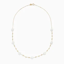 BH Multi 14K Yellow Gold 16" Pearl Station Necklace | Necklaces & Pendants