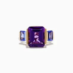 Effy Jewelry 14K Yellow Gold Amethyst and Tanzanite 3 Stone Ring | Rings