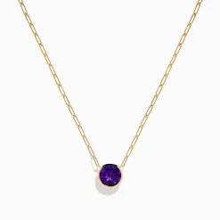 Effy Jewelry 14K Yellow Gold Amethyst Bezel Paperclip Chain Pendant | Necklaces & Pendants