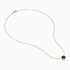Effy Jewelry 14K Yellow Gold Amethyst Bezel Paperclip Chain Pendant | Necklaces & Pendants