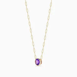 Effy Jewelry 14K Yellow Gold Amethyst Bezel Paperclip Chain Pendant | Necklaces & Pendants