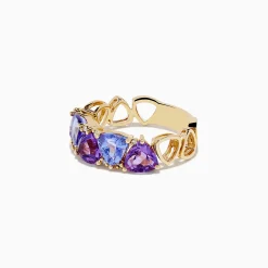 BH Multi 14K Yellow Gold Amethyst, Tanzanite and Diamond Ring | Rings