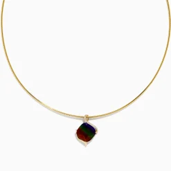 Effy Jewelry 14K Yellow Gold Ammolite and Diamond Snake Chain Pendant | Necklaces & Pendants