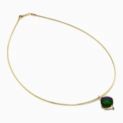 Effy Jewelry 14K Yellow Gold Ammolite and Diamond Snake Chain Pendant | Necklaces & Pendants