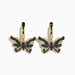 Effy Jewelry 14K Yellow Gold Black and White Diamond Butterfly Earrings | Earrings