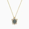 Effy Jewelry 14K Yellow Gold Blue and White Diamond Sea Turtle Pendant, 0.41 TCW | Necklaces & Pendants