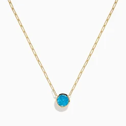 Effy Jewelry 14K Yellow Gold Blue Topaz Bezel Paperclip Chain Pendant | Necklaces & Pendants
