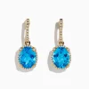 Effy Jewelry 14K Yellow Gold Blue Topaz and Diamond Drop Earrings | Earrings
