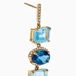 Effy Jewelry 14K Yellow Gold Blue Topaz and Diamond Drop Earrings | Earrings
