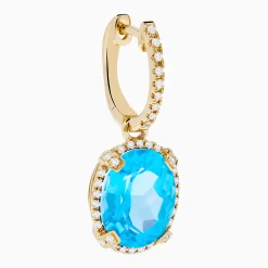 Effy Jewelry 14K Yellow Gold Blue Topaz and Diamond Drop Earrings | Earrings