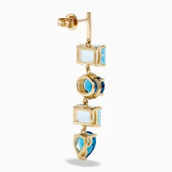 Effy Jewelry 14K Yellow Gold Blue Topaz and Diamond Drop Earrings | Earrings