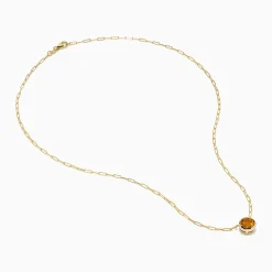 Effy Jewelry 14K Yellow Gold Citrine Bezel Paperclip Chain Pendant | Necklaces & Pendants