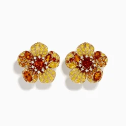Effy Jewelry 14K Yellow Gold Citrine, Yellow Sapphire and Diamond Flower Earrings | Earrings