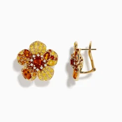 Effy Jewelry 14K Yellow Gold Citrine, Yellow Sapphire and Diamond Flower Earrings | Earrings