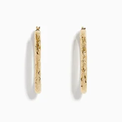 Effy Jewelry 14K Yellow Gold Crystal Cut Tube Oval Hoops | Earrings