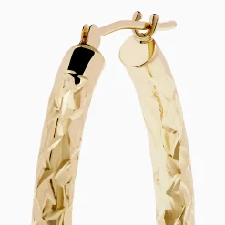 Effy Jewelry 14K Yellow Gold Crystal Cut Tube Oval Hoops | Earrings