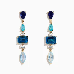 Effy Jewelry 14K Yellow Gold Diamond Blue Topaz, Iolite and Apatite Earrings | Earrings