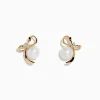 Effy Jewelry 14K Yellow Gold Diamond Fresh Water Pearl Earrings | Earrings